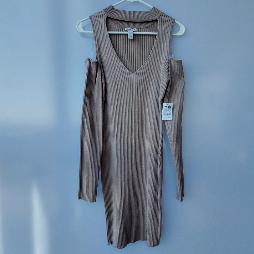 Nude Dress with Open Shoulders